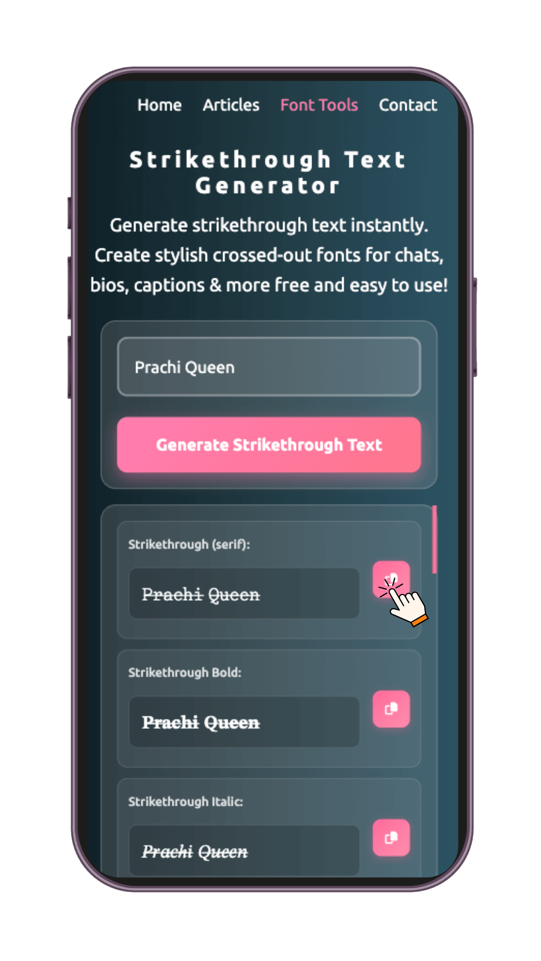 strikethrough font generator
