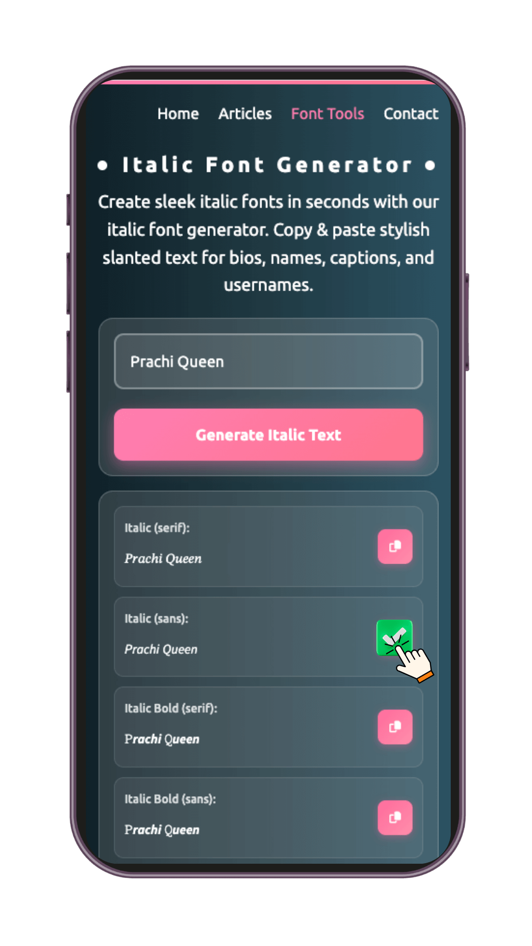 italic letter generator