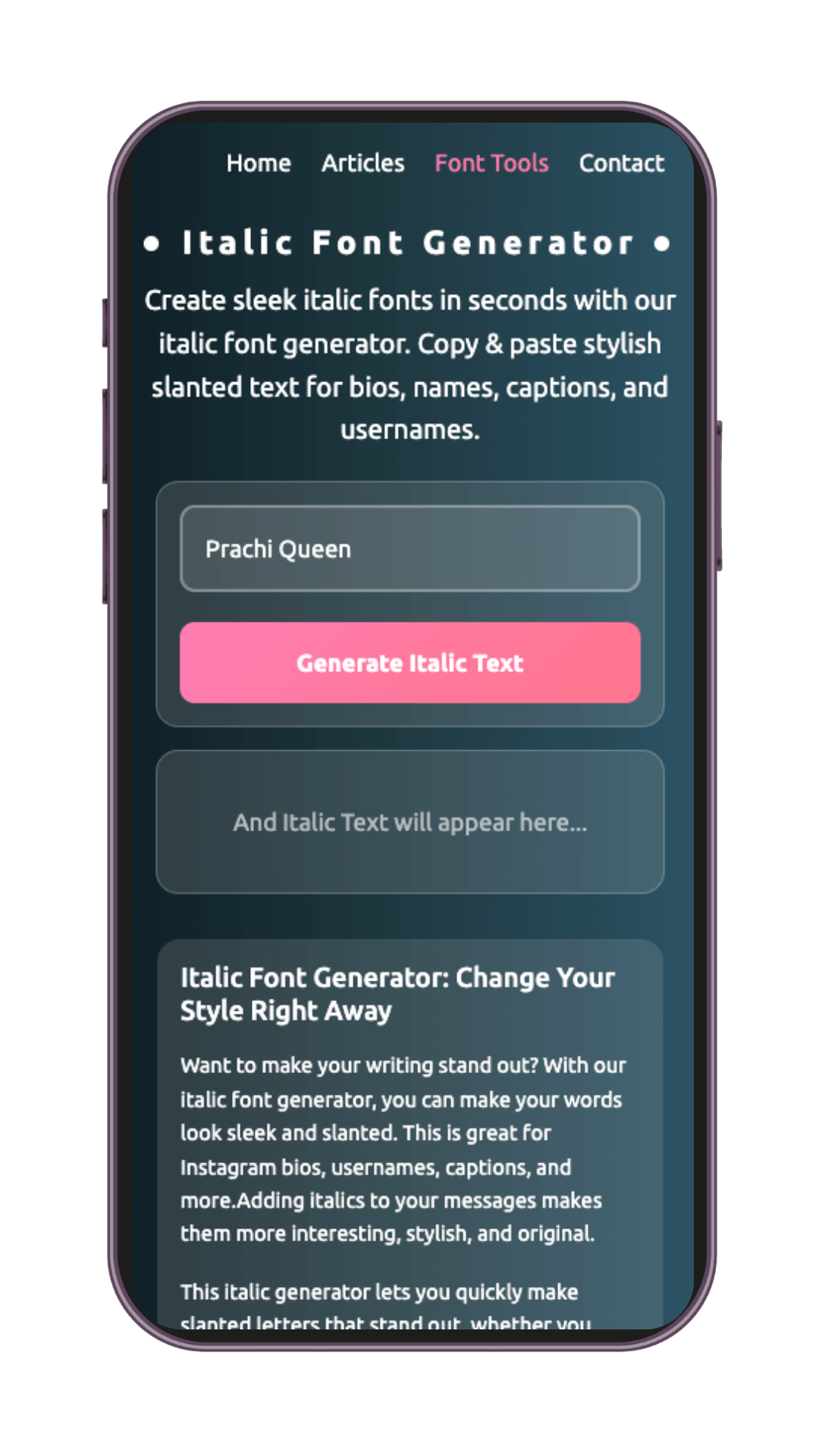 italic text generator