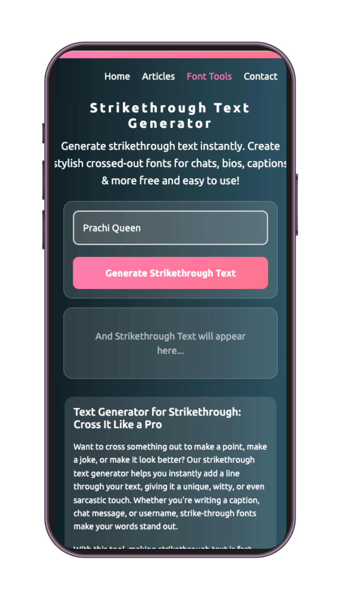 strikethrough font